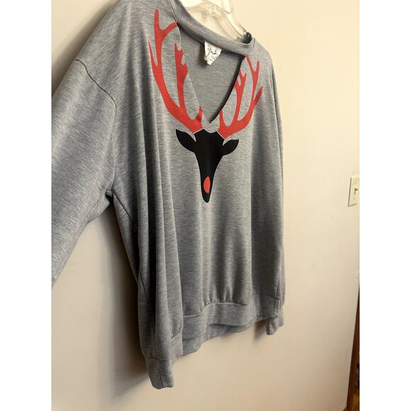 Fantastic Fawn Reindeer Cut-Out Sweatshirt – Gray – Size M - Picture 5 of 6